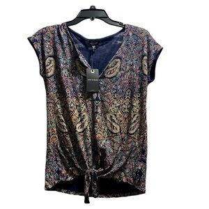Lucky Brand NWT Multicolored Paisley Wrap Tie Top XS